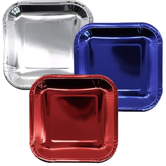 Assorted 7&#x22; Square Foil Paper Plate by Celebrate It&#x2122;, 12pc.